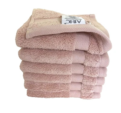 Paño de algodón orgánico A1HC 13x13" 6 piezas rosa polvo felpa de origen ético Foto 1 de 4