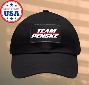 Sombrero de papá negro Team Penske Racing con parche de cuero - Imagen 1 de 2