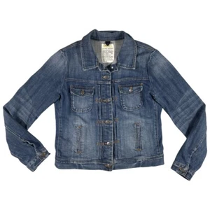 Giacca jeans donna denim J.Crew taglia small blu camionista tasche abbottonate usata in ottime condizioni - Foto 1 di 8