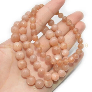 Echter Natürlicher Orange Mondstein 6/8/10 mm Rund Edelstein Perlen Stretch Armband - Bild 1 von 14