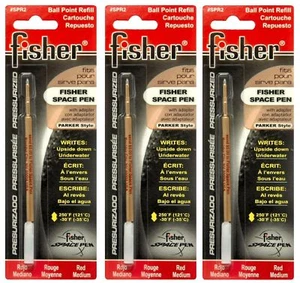 Fisher Space Pen Refills - 3 Pack -Red Ink- Medium Point SPR2- 3Pack - Picture 1 of 2