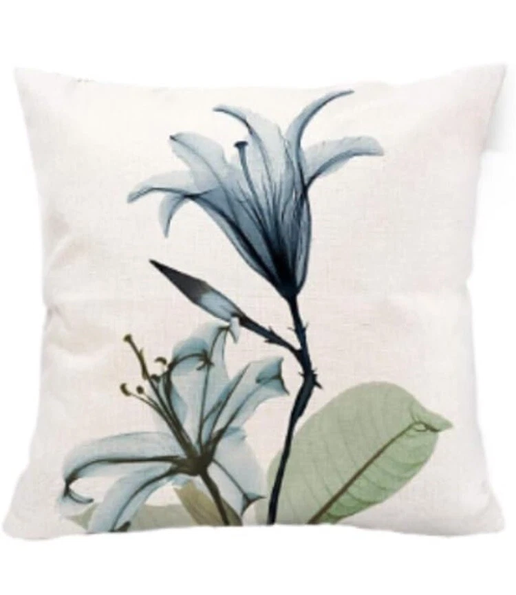 Funda de cojín de cintura de sofá de algodón con flores para decoración del hogar 18x18 pulgadas Foto 1 de 1