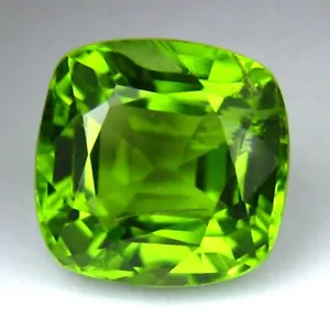 FLAWLESS 3.12CTS MYANMAR GREEN PERIDOT CUSHION CUT LOOSE GEMSTONE - Picture 1 of 2