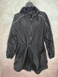Avia Women’s Black Windbreaker Jacket Hooded Zipper Front Size M (8-10) - Picture 1 of 8