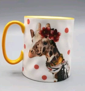 Adorable And Whimsical Giraffe Wearing Flowers With Polka Dots Ceramic Mug - Picture 1 of 10