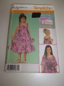 SIMPLICITY 4678 - OOP DAISY KINGDOM CHILD'S DRESS & SHAWL, SZ. 3,4,5,6 - Picture 1 of 2