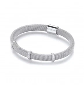 Solid Sterling Silver Magnetic Bangle with Gemstones Luxurious Packaging - Picture 1 of 3