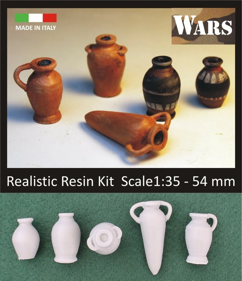 WARS 19-35 Set 5 anfore resina diorama guerra WW2 set of 5 amphorae resin 1:35 - Immagine 1 di 1