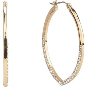 Laundry by Shelli Segal Gold CZ Clicktop Oval Hoop Earrings MSRP $35 LN12 - Picture 1 of 3