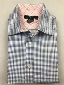 Elements by Arnold Zimberg Mens Plaid Check Blue Button Up Shirt Size Medium - Picture 1 of 6
