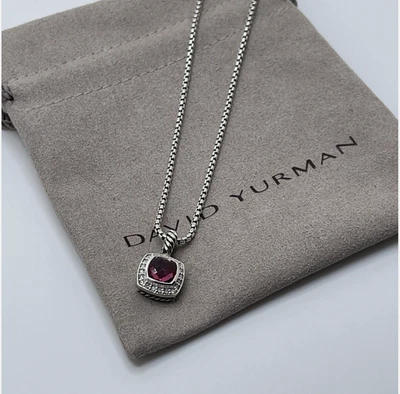 Collar Colgante David Yurman Pequeño Albión Turmalina Rosa y Diamantes 16-17" Foto 1 de 4