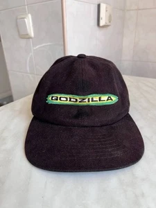 Vintage 1998 Godzilla Film Kappe Einheitsgröße schwarz solide bestickt Druckknopflasche Mütze - Bild 1 von 12