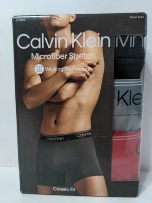 Calzoncillos boxer Calvin Klein para hombre ropa interior microfibra 3 pares negro/gris/rojo XL Foto 1 de 4