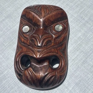 Stammes Maori Maske Deko Neuseeland Holz Holz handgeschnitzt hängend - Bild 1 von 4