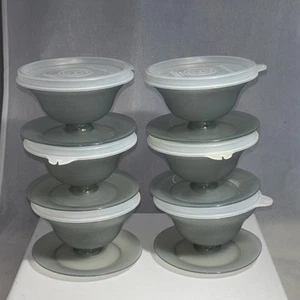 Tupperware Postre 6 Tazas Corto Parfait Pudín Gelatina Vintage Tupper Sello Gris - Imagen 1 de 5