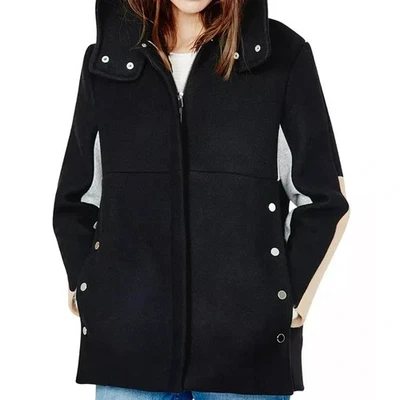 Abrigo CHAQUETA 36 Mediana Maje Gang Negro Gris Camel Tostado Colorblock Multicolor $795 Foto 1 de 4