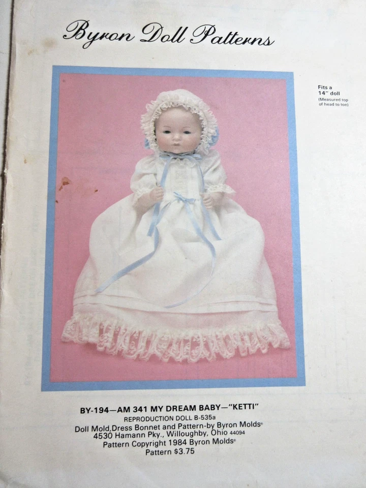 Ropa con patrón de muñeca Byron vintage muñeca de 14" BY-AM 341 My Dream Baby Ketti Foto 1 de 1