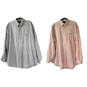 Ralph Lauren Mens L 16.5 34/35 Set lot Of 2 Dress Shirt Yarmouth Pinpoint Oxford - Picture 1 of 21