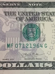 2013 $5 F ATLANTA BEP MF-G BLOCK TRUE BIRTHDAY NOTE JULY 12 1964 (MF07121964G) - Picture 1 of 8