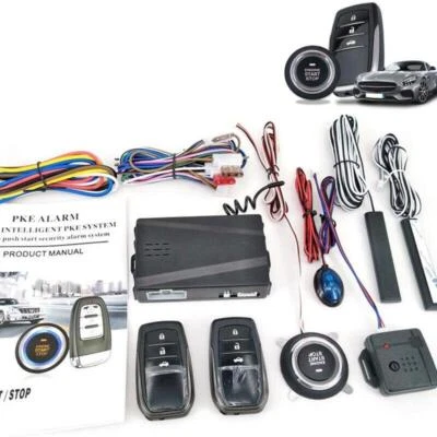 RFID Car Alarm System Immobilizer 12V Keyless Entry Start Push Button Remote Kit - Image 1 of 4