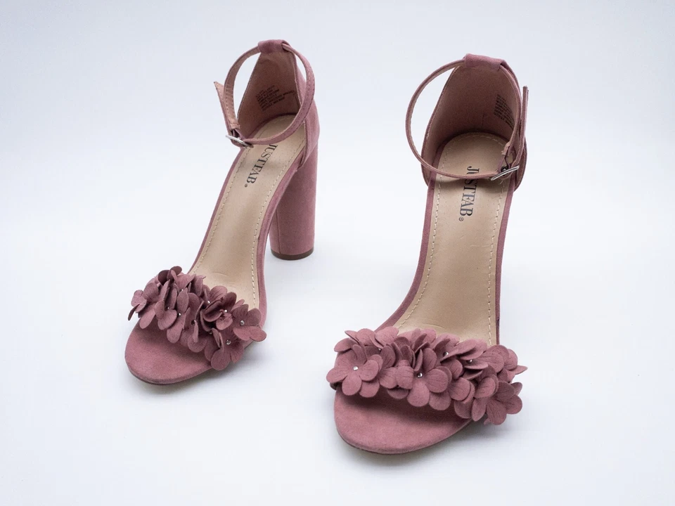 JustFab Sandale Pantolette À Talon Été Femme Rose Taille 39 EU Art 19463-45 - Photo 1/3