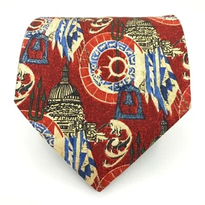 Corbata ERMENEGILDO ZEGNA roja azul beige/amarilla 100% seda nueva con etiquetas - Imagen 1 de 8