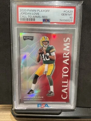 JORDAN LOVE - 2020 Panini Playoff Call To Arms Red - #CA20 PSA 10 - Image 1 of 2