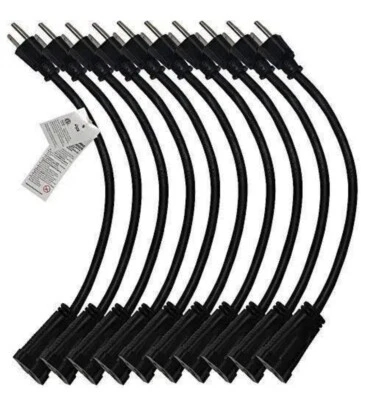 10 PACK KMC Power Extension CORDS Outlet Saver 125V 3 Prong 1 Foot Cord 13A NEW  - Image 1 of 4