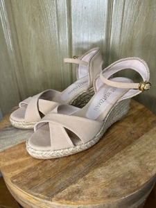 Stuart Weitzman Womens Mirela Suede Espadrille Wedge Sandals Tan US 10 NEW - Picture 1 of 6