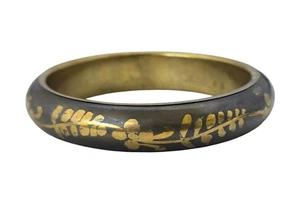 Vintage Floral Brass Bangle Bracelet - Picture 1 of 7