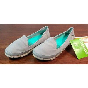 Crocs Stretch Sole Skimmer Light Grey/Stucco Relaxed Fit Women's Size 6 200342 - Picture 1 of 11