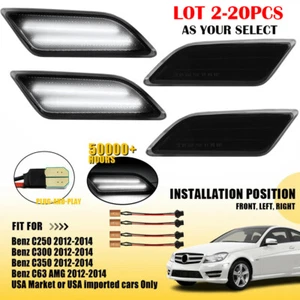 2-20X Smoked White Front Bumper Side Markers For Benz C250 C300 C350 C63 2012-14 - Picture 1 of 23