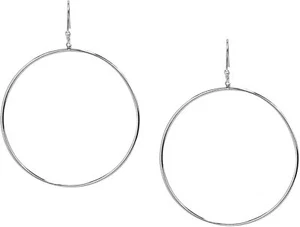 Sheila Fajl Front Facing Thin Wire Circle Dangle Silver Plated Earrings NEW - Picture 1 of 3