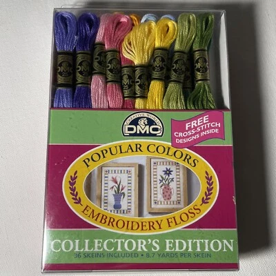 DMC Popular Colors Embroidery Floss 36 Skeins Free Cross-stitch Designs Inside - Image 1 of 4