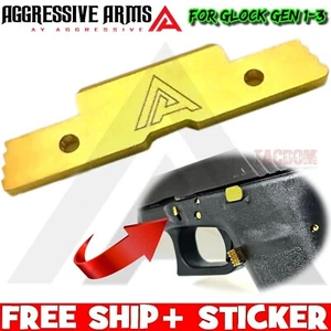 AGGRESSIVE ARMS SHINY GOLD SLIDE LOCK TAKE DOWN RELEASE GL0CK GEN 1 2 3 4 5 - 19 - Picture 1 of 6