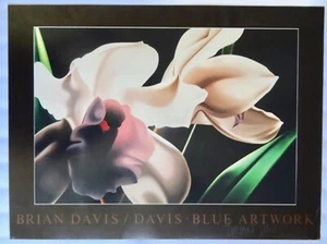 bRIAN DAVIS BLUE ARTWORK ARTIST SIGNED IRIS POSTER 18”X24” FLORAL DECOR neocurio - Picture 1 of 12