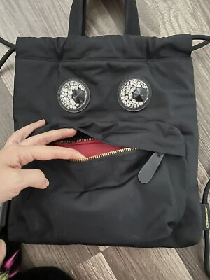 Mini Bolso Mochila Anya Hindmarch Ojo Azul Cristal Estrás Cara Cartera de Lujo Foto 1 de 4