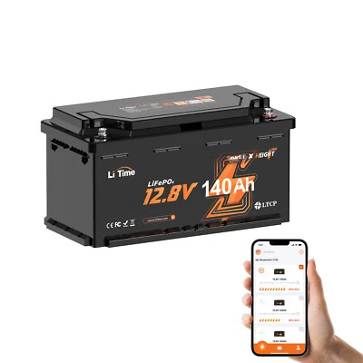 LiTime 12V 140Ah H190 Bluetooth LiFePO4 batteria al litio per camper