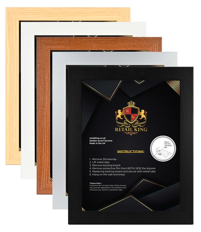 36x24 in ( 915 x 61 ) cm Wood Effect Poster Frames Black White Oak Silver Walnut - Image 1 of 1