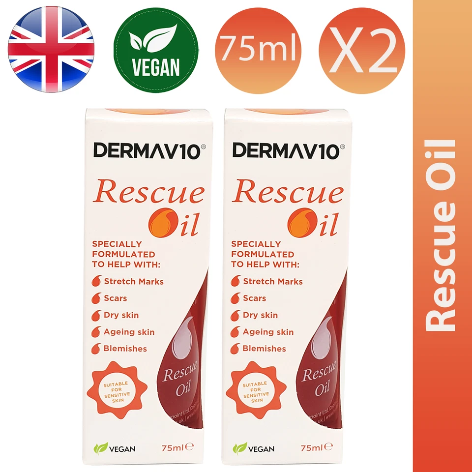 DERMA V10 2X Bio Rescue Öl für alternde Haut, Narben, Unreinheiten und Dehnungsstreifen 75ml