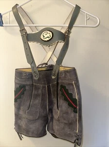 Bergfreund authentic 60s Lederhosen Elk Leather boys Sz 1 11" w x 9" German Shor - Picture 1 of 16