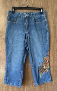Coldwater Creek Women's Blue Jeans with Floral Embroidery Size 8P - Picture 1 of 14