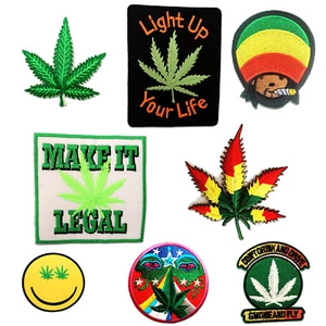 Aufnäher Bügelbild Marijuana Cannabis Weed Patch Flicken Applikation Aufbügler - Bild 1 von 17