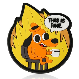 This is Fine Dog PVC Patch, 1/2 Pack Rubber Meme Morale Patch with Hook and Loop - Picture 1 of 11