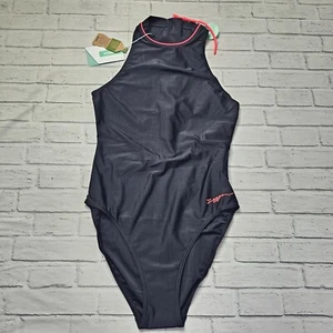 Traje de baño Zoggs para mujer con cremallera de cable cuello alto Reino Unido 12 negro coral tela ecológica - Imagen 1 de 9