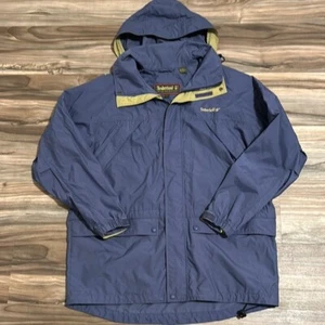 Vintage Timberland Jacket Men’s L Blue Weathergear Windbreaker Hooded 90s 1996 - Picture 1 of 9