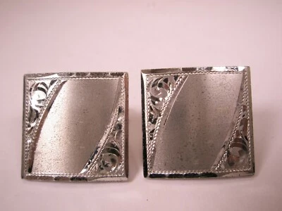 Engraved Design STERLING SILVER Vintage ANSON Cuff Links - Image 1 of 4