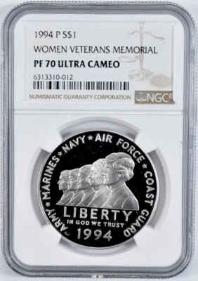 1994 WOMEN VETERANS Silver Dollar NGC PF70💥FLAWLESS QUALITY💥 - Image 1 of 4