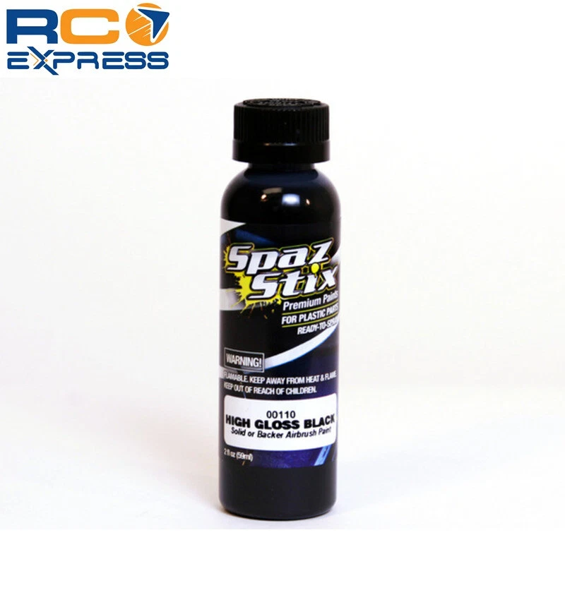 Spaz Stix High Gloss Black/Backer Airbrush Ready Paint 2oz Bottle SZX00110 - Image 1 of 1