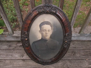 Antique WWI or Maybe 1800s Civil War era Magnificent Oval Portrait Picture Frame - Picture 1 of 10